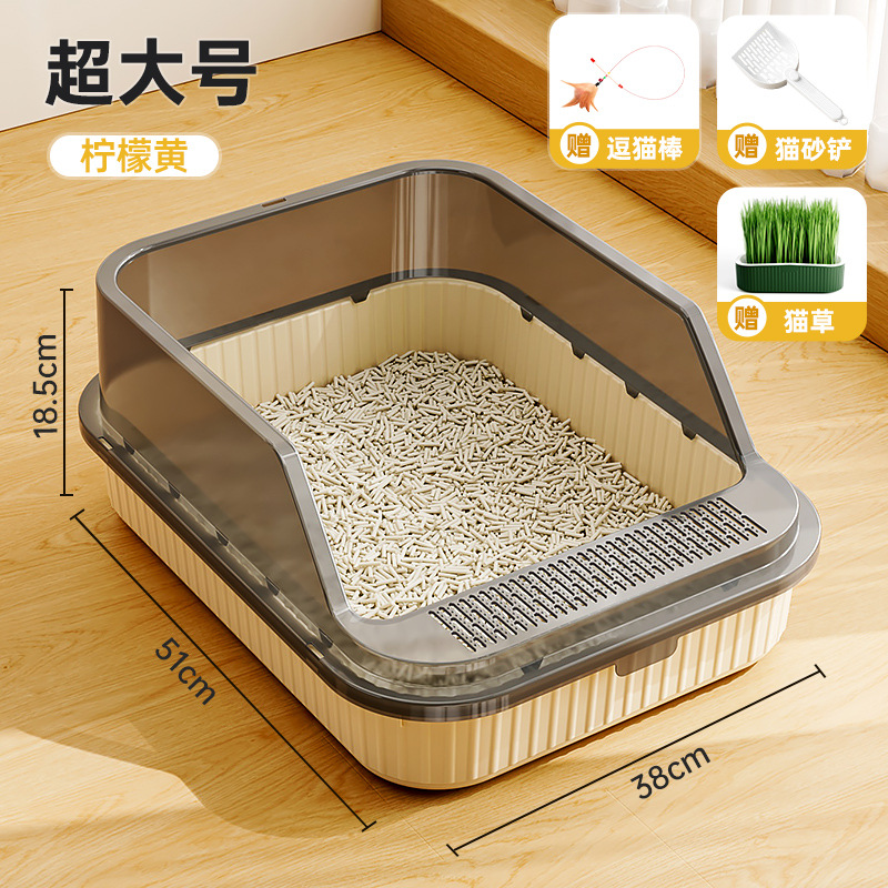 Baño de arena para gatos anti-spillado exterior con arena, baño para gatos grande, arena para gatos semicerrada, lavabo para gatos pequeños