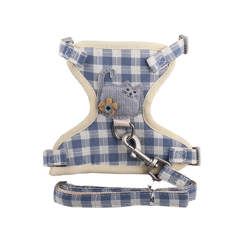 Fábrica al por mayor nuevo algodón gato pecho y cuerda de tracción trasera ajustable anti-rotura gato caminando cuerda chaleco gato cuerda