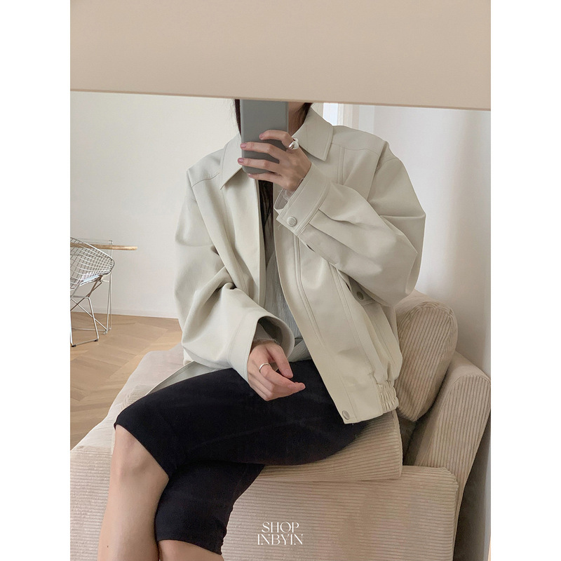 【No Returns or Exchanges】Korean Style Structured and Stylish Lapel Leather Jacket 2026 Spring Coat Casual Leather Jacket for Petite Individuals 【No Returns or Exchanges】Korean Style Structured and Stylish Lapel Leather Jacket 2026 Spring Coat Casual Leather Jacket for Petite Individuals