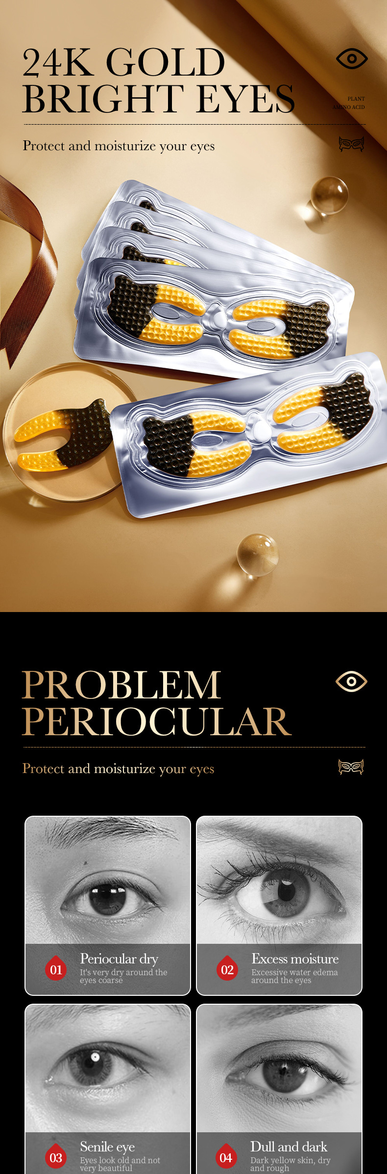 Black ZOZU Gold Truffle Moisturizing Multi Effect Eye Mask in Full English_voghion.com