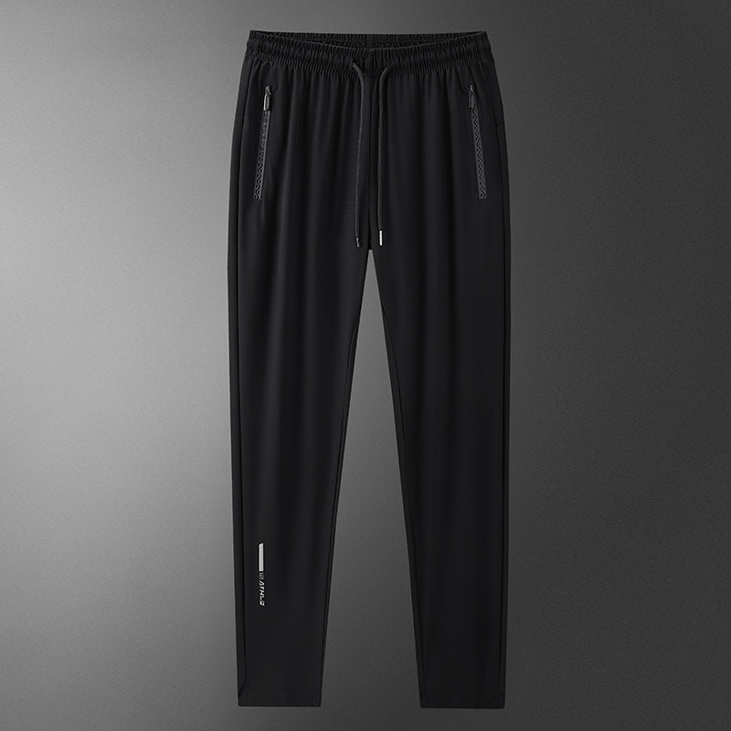 Pantaloni da uomo in nylon elasticizzato effetto ghiaccio - Pantaloni sportivi estivi leggeri, ad asciugatura rapida e a gamba dritta, casual._voghion.com