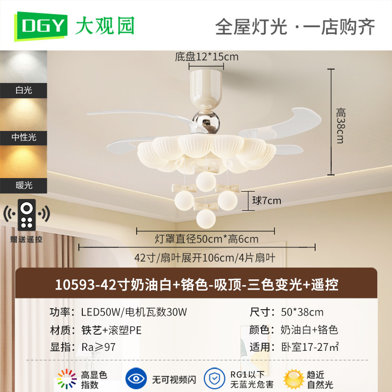 2026 nuevo espectro completo silencioso convertidor de frecuencia protector de ojos ventilador invisible lámpara de ventilador doméstico 412L