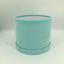 高端绒布单色圆形抱抱桶鲜花盒 酒店婚庆礼物定制烫金花盒