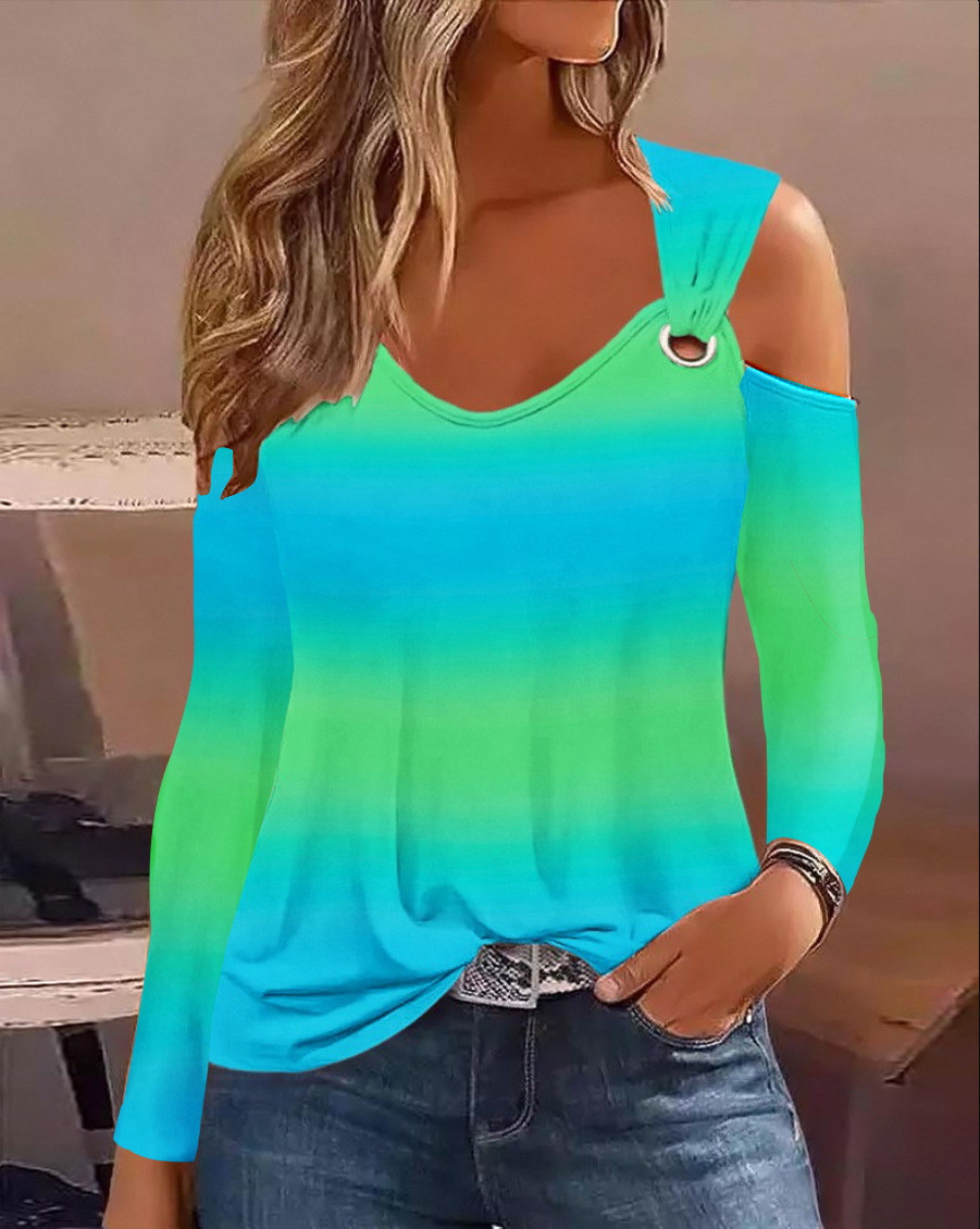 Regular Top Length Blouse Tops Type Daily Occasion Wholesale Women's Casual Printing Long Sleeve Blouses