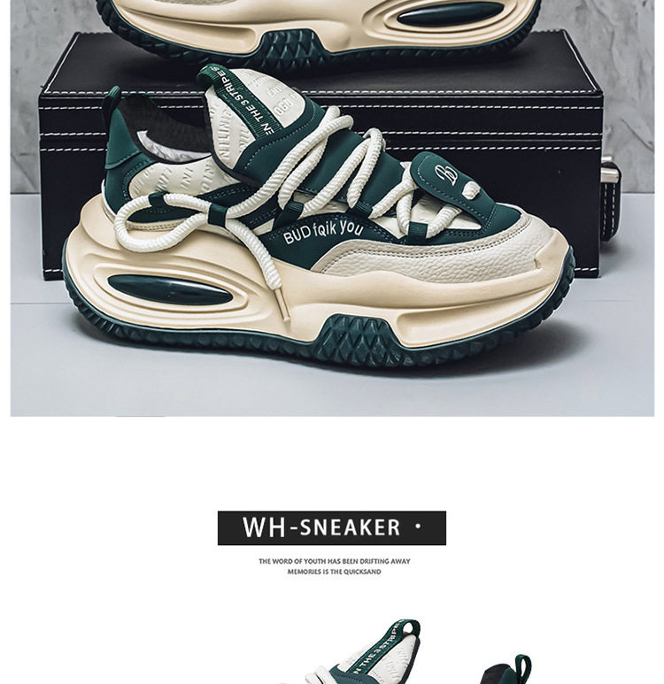 Giày thể thao nam cổ thấp lót lông giữ ấm, đế dày tăng chiều cao, kiểu sneaker dạo phố — X5128- 1m màu xanh lá cây, X5128-1 Kaki, X5128-1 đỏ xanh chi tiết 2