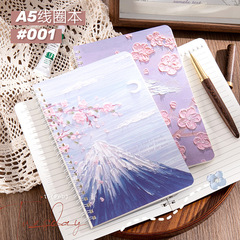 Anime oil painting creative cover thickened notebook class notes 60 sheets 120 pages horizontal line coil book wholesale