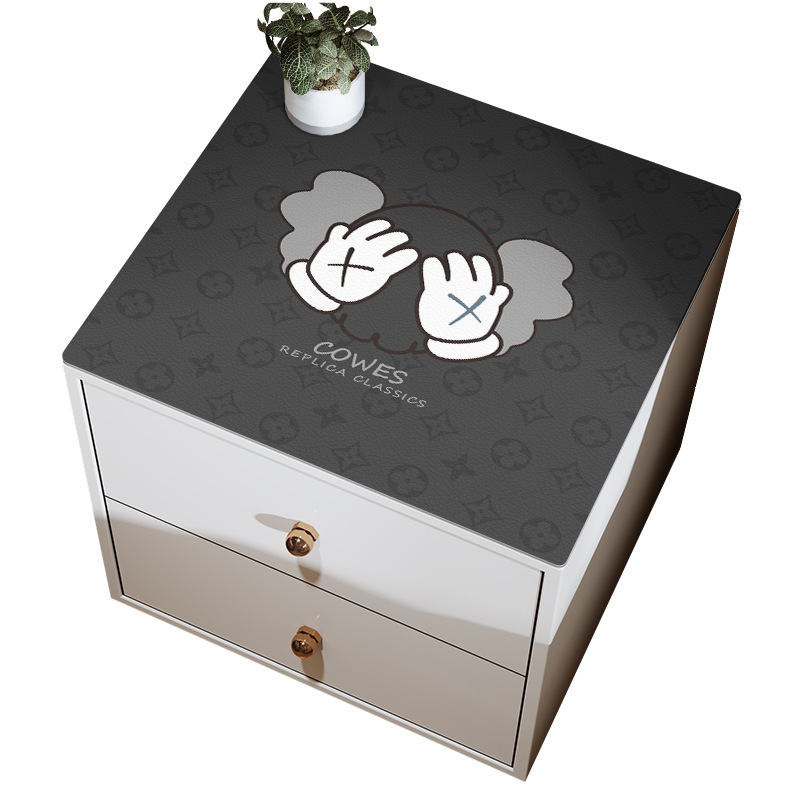 Luz de lujo simple mesita de noche estera impermeable cubierta desechable tela imitación de cuero estera de mesa horno microondas estera a prueba de aceite se puede cortar