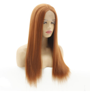 Funda de peluca europea y americana de Amazon Funda de pelo liso de punto medio 30 # Peluca de encaje frontal de fibra química de color Funda para el cabello LW0166