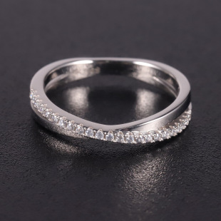 Temperament Cross Diamond Row Ring Women's 9k10k14k18k Gold Couple Ring Real Diamond Artificial Cultivation Diamond Ring