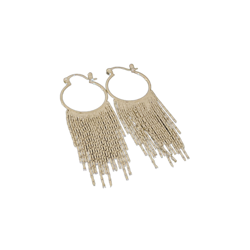 Oro Real electrochapado ronda borla oreja hebilla pendientes de metal de estilo frío pendientes de moda europea y americana pendientes personalizados para las mujeres al por mayor