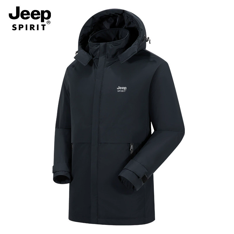 JEEP SPIRIT Winter anti-static keep warm black down jacket for work, increased thickness