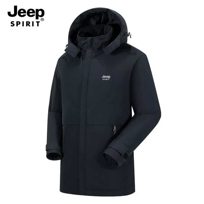 JEEP SPIRIT Winter anti-static keep warm black down jacket for work, increased thickness