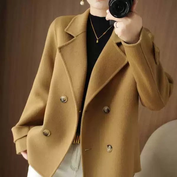 Women's Woolen Coat 2026 Short Style Autumn and Winter Loose Fit for Petite Figures, Outerwear with a Suit Collar, Trendy Woolen Jacket