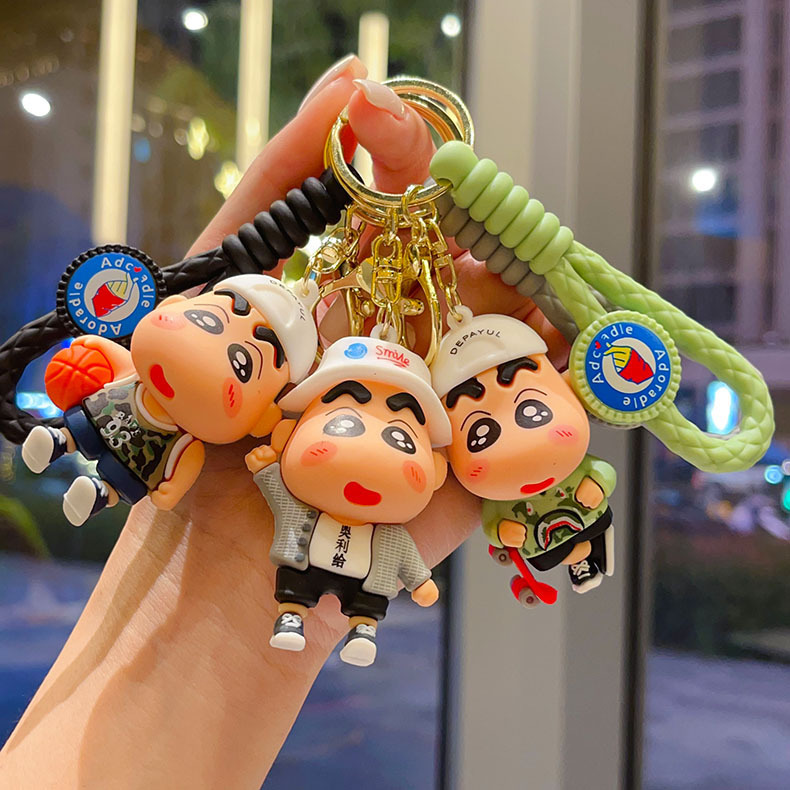 Cute crayon small new key chain cartoon skateboard doll car pendant pendant night market stall small gift wholesale Cute crayon small new key chain cartoon skateboard doll car pendant pendant night market stall small gift wholesale
