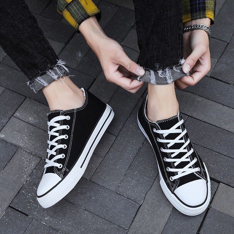 Otoño zapatos de lona bajos para hombres zapatos de skate para mujeres transpirables zapatos de skate de moda coreana Gran Bretaña versátil pareja de estudiantes clásicos