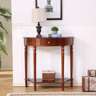 American Solid Wood Console Table, Semi-Circular Wall Table, European Style Corridor Table, Console Table, Wall Side Table, Console Cabinet Decorative Table