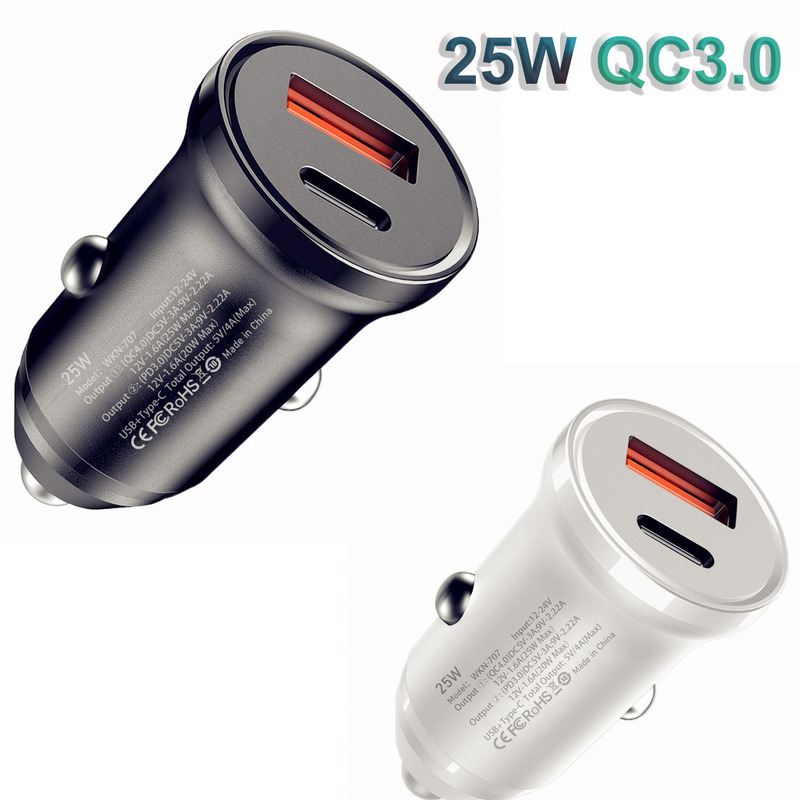 25W QC4.0 + PD dual-line fast charging mobile phone car charger Type-c car charger car cigarette lighter 25W QC4.0 + PD dual-line fast charging mobile phone car charger Type-c car charger car cigarette lighter