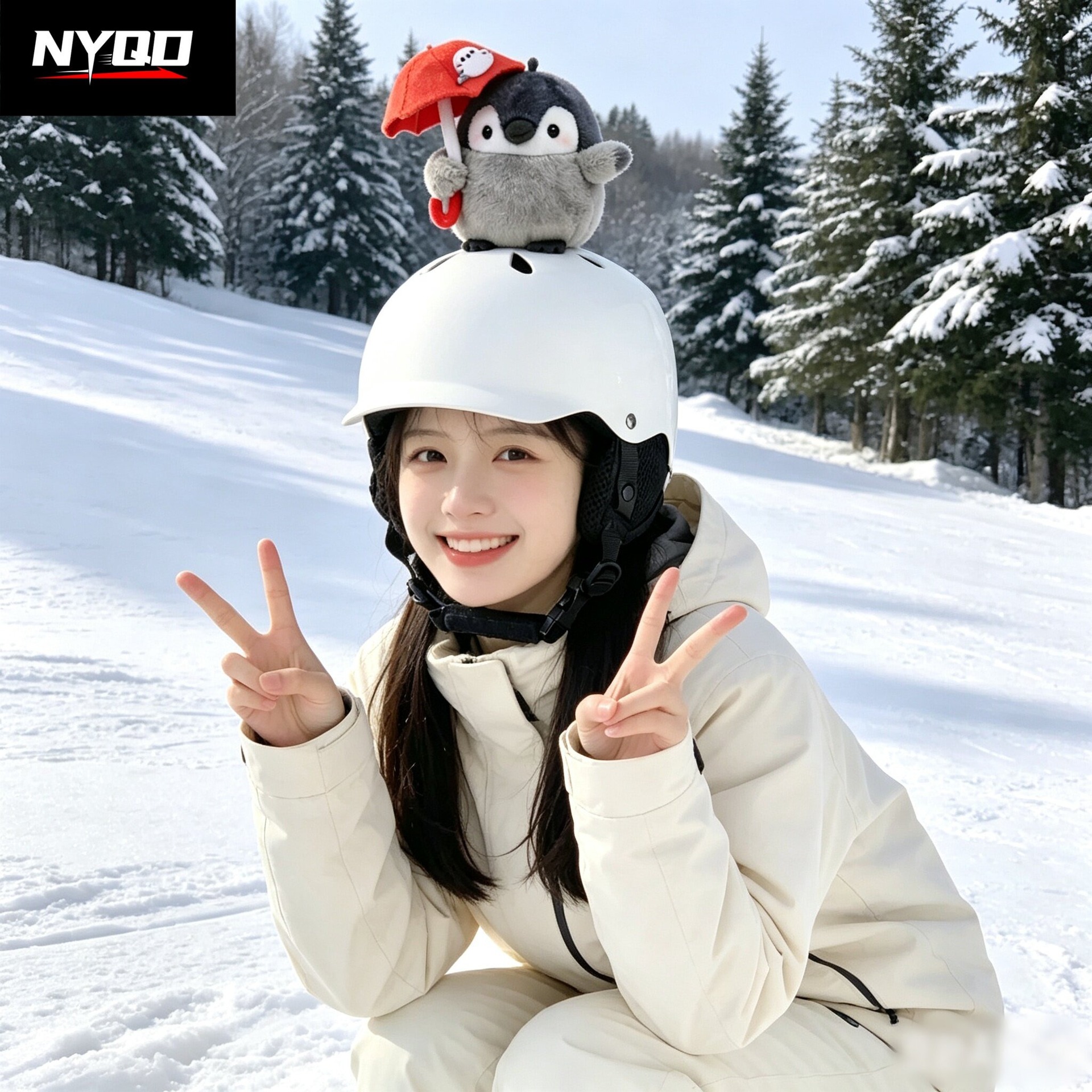 NYQD Little Penguin Ski Helmet Cute Soft Decorative Accessory for Snowboard, Electric Scooter, Motorcycle Riding, Unisex Helmet Accessory