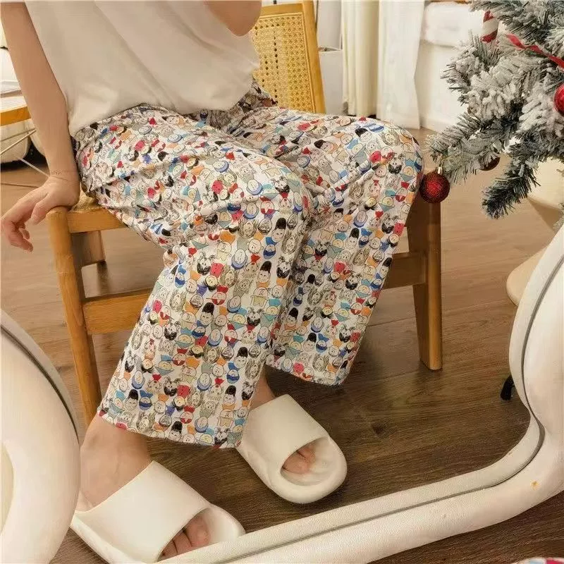 Брюки, летние мелки с рисунком из мультфильмов, шорты для отдыха, свободного кроя