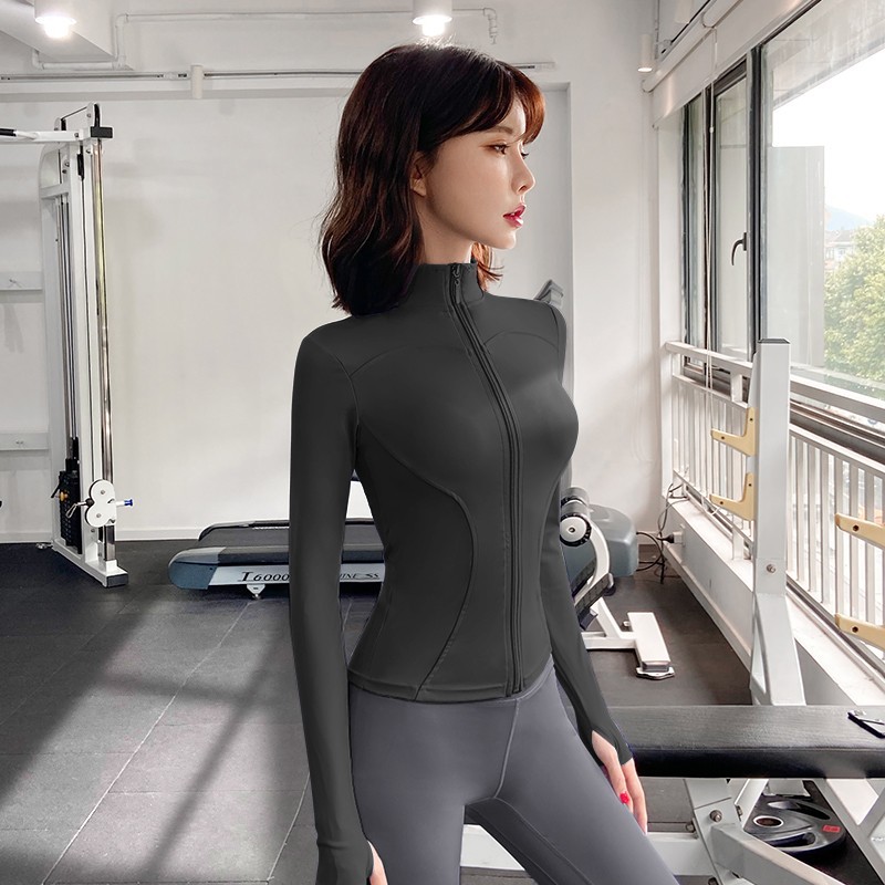 Fleece Thickened Yoga Jacket Zipper Stand-up Collar Slim-fit Elastic Top Fitness Clothing Women_desvips.com