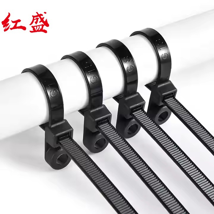 红盛HSS 厂家直销  固定头式扎线带 自锁式尼龙扎带 耐高温扎带