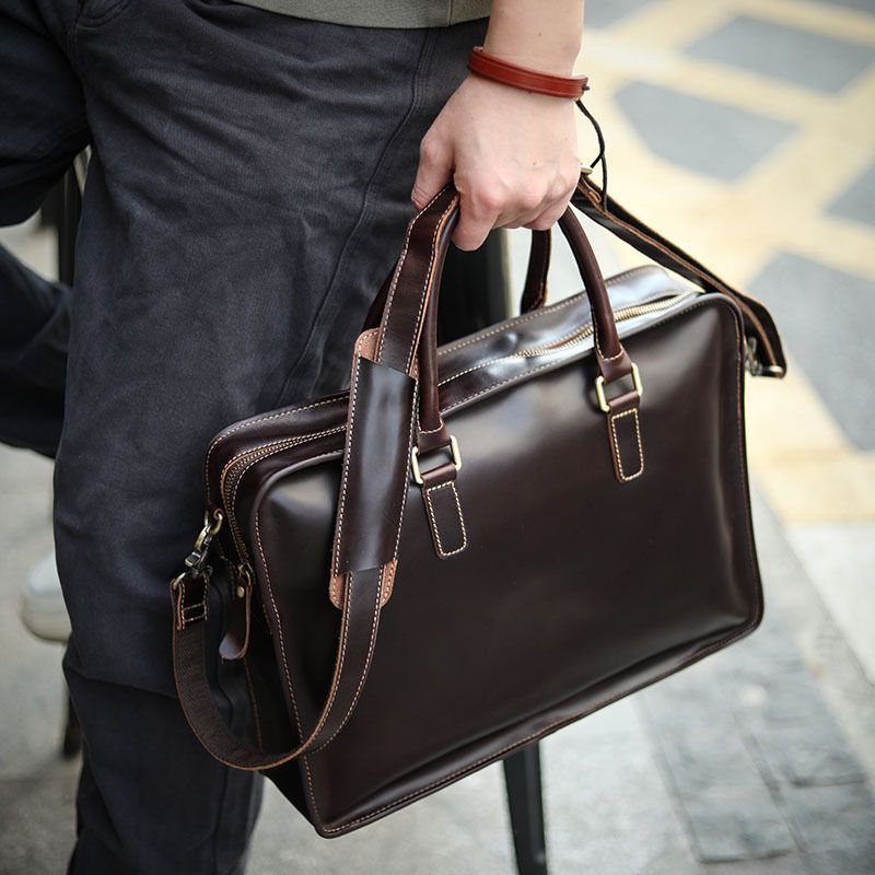 정품 가죽 공식 파일 가방 노트북 가방 남성용 카우보이 어깨 크로스 바디 백 통근 사무실 남성 핸드백
