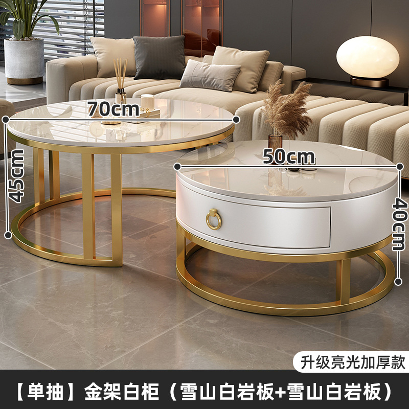 Mesa de té de roca sala de estar doméstica nueva mesa de té redonda roja de lujo moderno y simple mesa pequeña de lujo