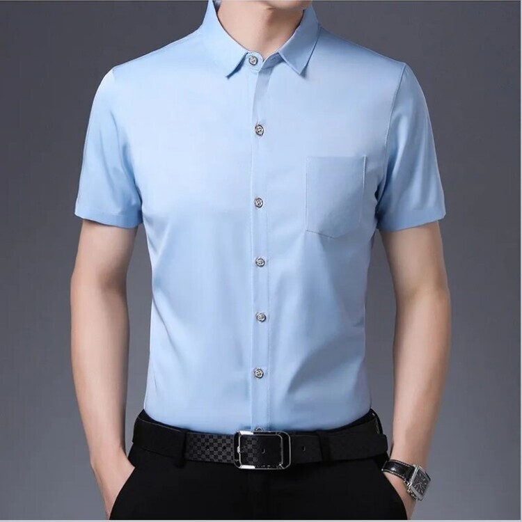 2024 Men's Short Sleeve Shirt Lapel Solid Color Cardigan Summer Short Lining Trendy Casual Shirt with Pocket Men's Half Sleeve Shirt 2024 Men's Short Sleeve Shirt Lapel Solid Color Cardigan Summer Short Lining Trendy Casual Shirt with Pocket Men's Half Sleeve Shirt