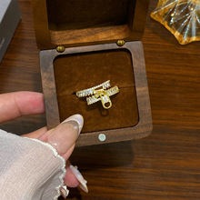 复古时尚精致拉链微镶锆石戒指女轻奢小众高级感百搭开口戒子指环