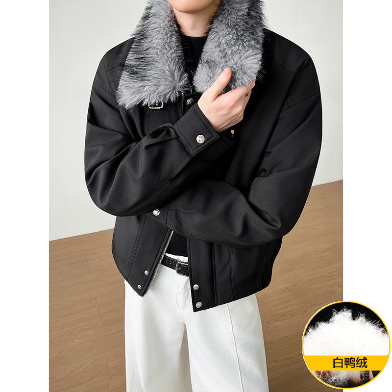 2025年冬季男羽绒服新国标90白鸭绒冬季美式毛领休闲羽绒服外套