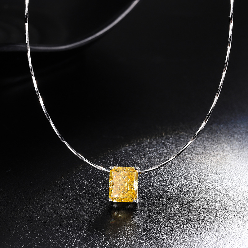 Zhuang Sheng joyería nueva S925 todo el cuerpo de plata vivo Venta caliente alto carbono diamante clavícula cadena colgante collar piedra principal 8*10