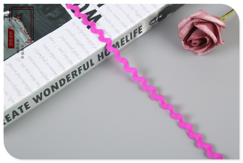 En stock suministro 5mm polipropileno marinero cinturón hecho a mano encaje accesorios onda encaje cinturón montaña carretera cinturón 0. 5cms con seda