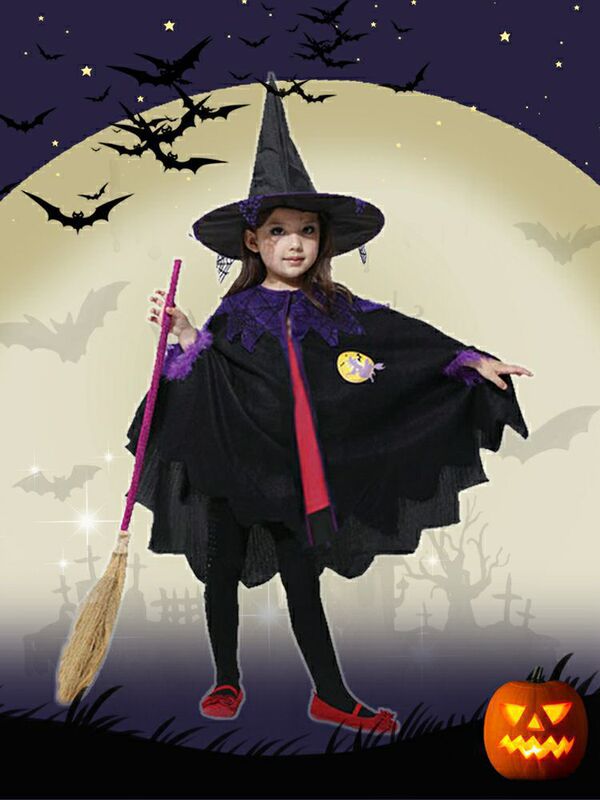 欧米のハロウィンの子供の公演の服装の魔女のマントの役はかわいい吸血鬼の化粧の舞踏会のマントを演じます。|undefined