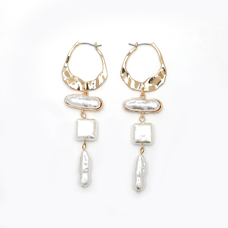 1 Pair Vacation Water Droplets Inlay Alloy Artificial Pearls Drop Earrings display picture 4