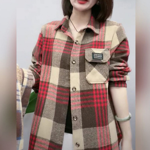 Special sale mom's plaid women's shirt, long-sleeved shirt, mid-spring and autumn new style, hot shirt, thin coat, women