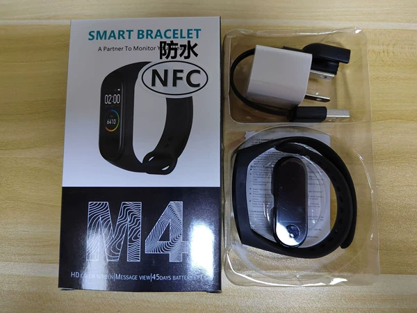 M4 black wire charging + 15 days standby + charging head + can be worn for swimming + NFC + high-quality watch strap (pink/red/blue note)