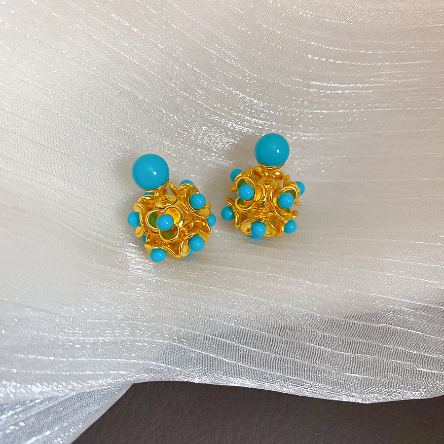 Flores azules vintage medievales pendientes de goteo de aceite ligero lujo alta sensación de joyería Yiwu fábrica al por mayor image 8