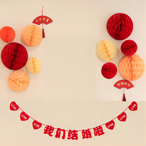 Factory Wholesale Honeycomb Column Wedding Party Background Wall Decoration Little Red Book Wedding Room Honeycomb Hanging Lantern