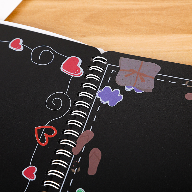 Portable cartoon children's reusable double-sided flip book erasable blackboard foreign trade creative children's gift set