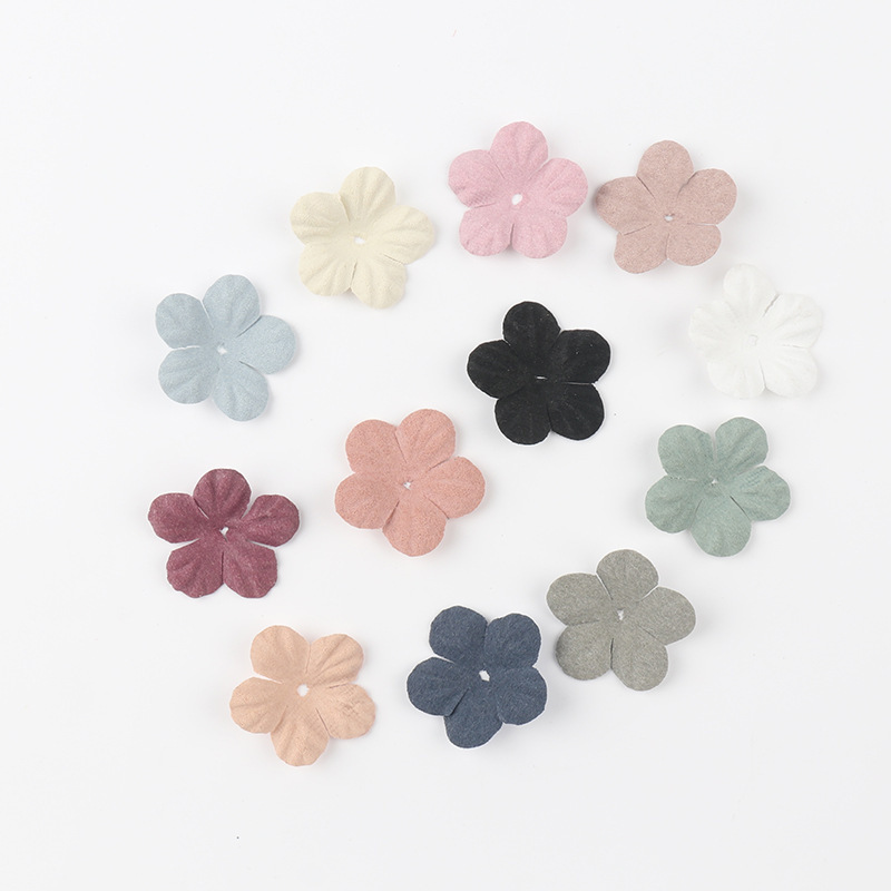 Handmade Korean Style Microfiber Leather Embossed Petal Accessories Handmade Colorfulful Flowers DIY Material Jewelry Accessories