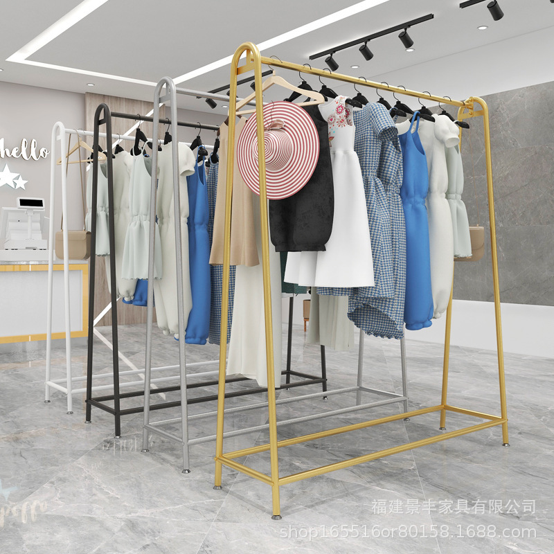 Clothing Store Women's Clothing Store Golden Dress Wedding Dress Hanger Display Rack Side Hanger Floor-to-Floor Clothes Nakajima Shelf Clothing Store Women's Clothing Store Golden Dress Wedding Dress Hanger Display Rack Side Hanger Floor-to-Floor Clothes Nakajima Shelf