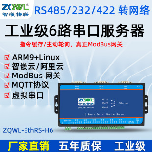 Intelligent Embedded 6 Serial Port Server/Rs232/Rs485/Rs422 to Network/Modbus Tcp/Rtu