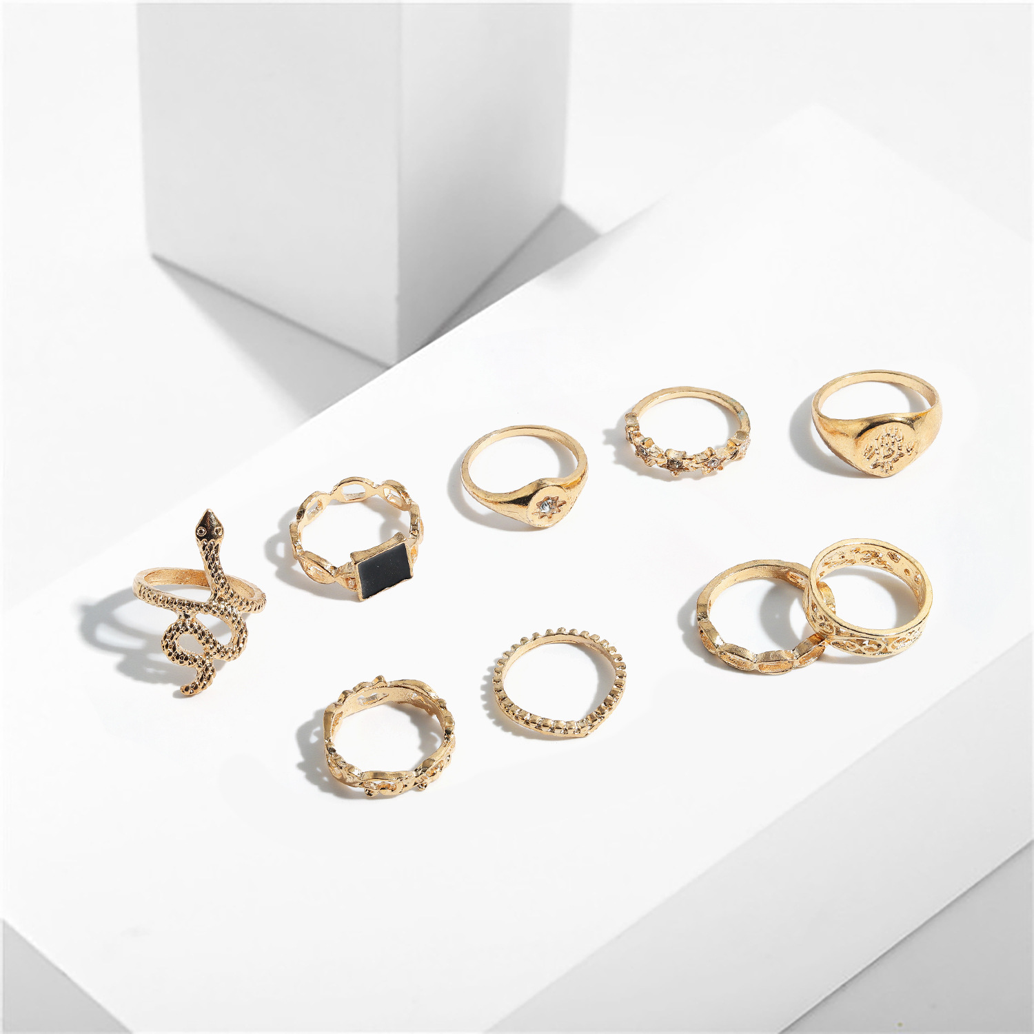 Korean alloy snake open diamond ring set wholesalepicture22