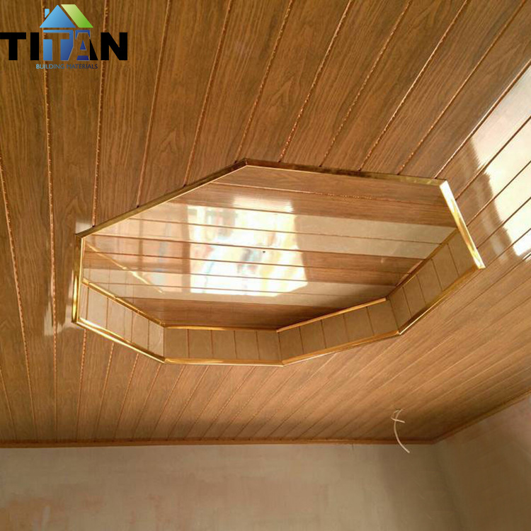 Filipinas 300MM * 7MM impresión de imitación de techo integrado tablero de ingeniería de instalación rápida refuerzo de techo de PVC