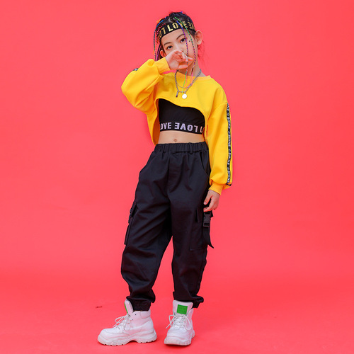 Hip-hop Fashion Kids Girl Jazz Dance Performance Topless Top Set June 1st Dance Performance Costume New Trendy