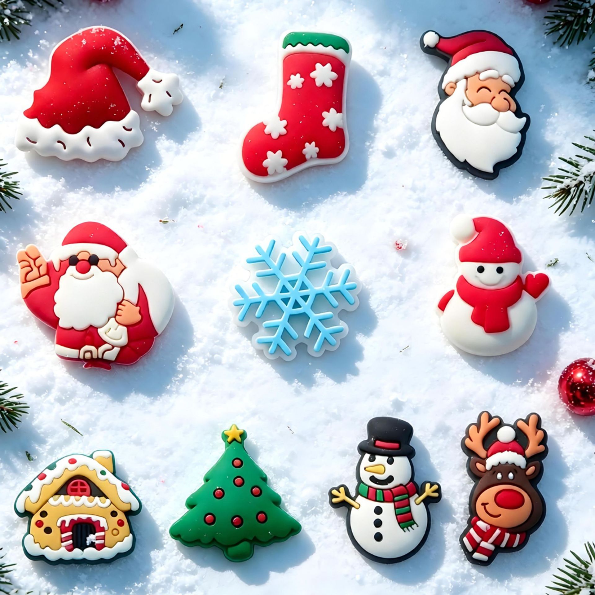 Navidad agujero de zapatos agujero de zapatos botones diy accesorios adorables desmontables agujero de zapatos botones botones