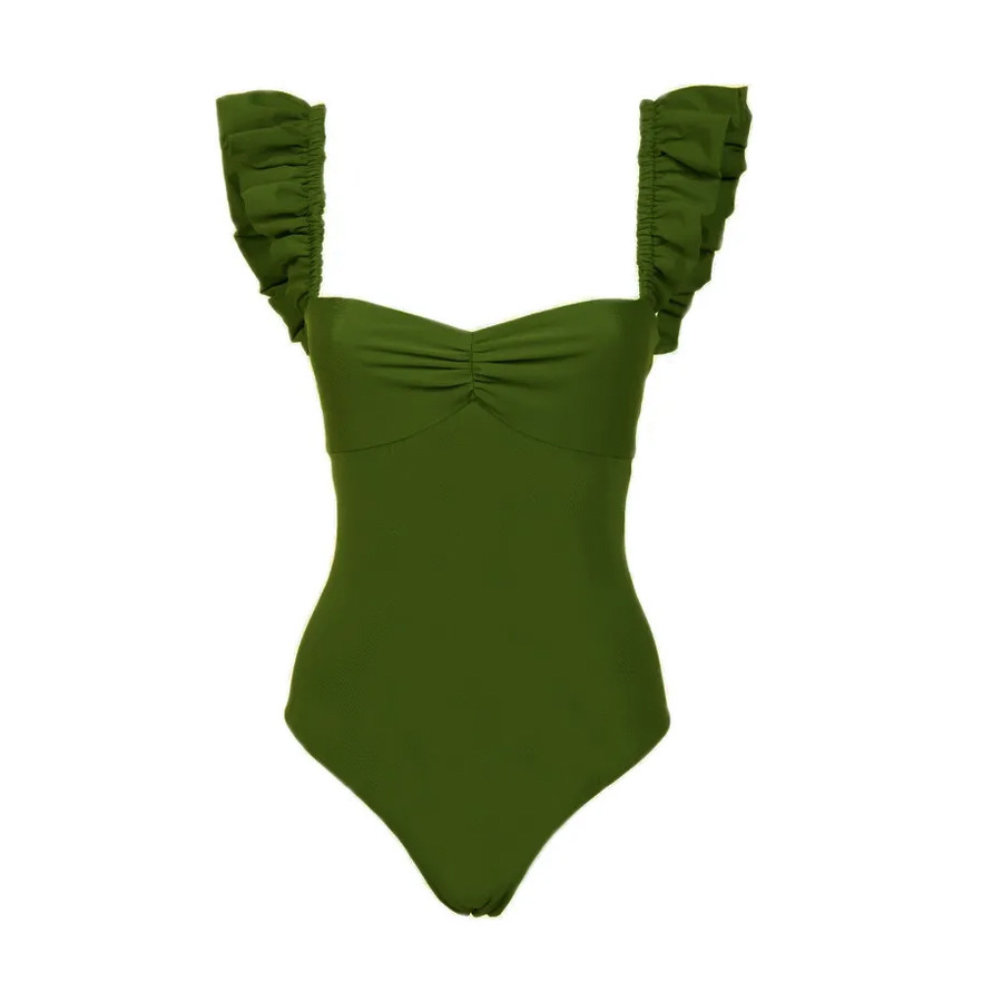 One-pieces Tops Type 2 Pieces Set Quantity Daily, Swimming Pool, Beach Occasion U Neck Neckline Women's Vacation Ditsy Floral Solid Color 2 Pieces Set One Piece Swimwear