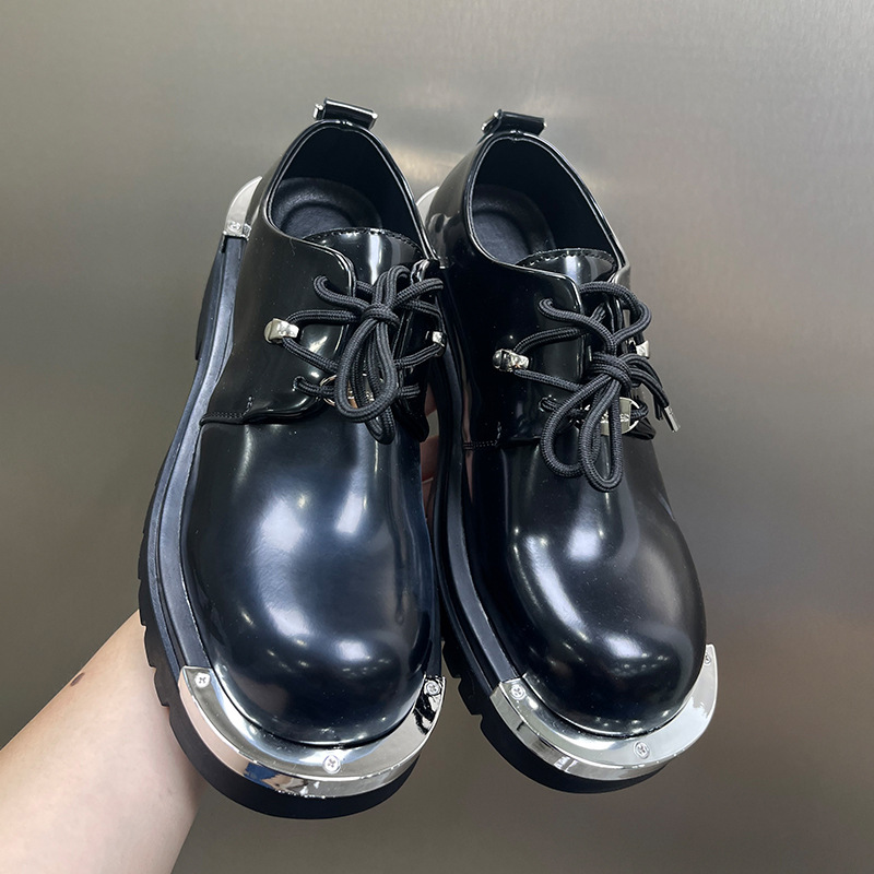 休闲年轻人秋冬高级感男鞋大头德比百搭时尚小众金属鞋89711-N