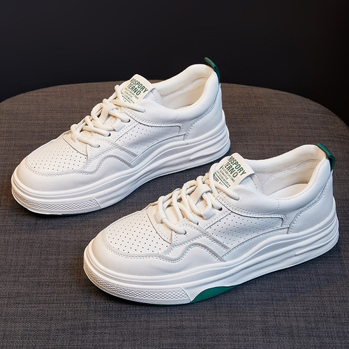 Genuine leather white shoes for women, soft-soled driving shoes, Korean version, sports and leisure, versatile genuine leather trendy brand flat shoes