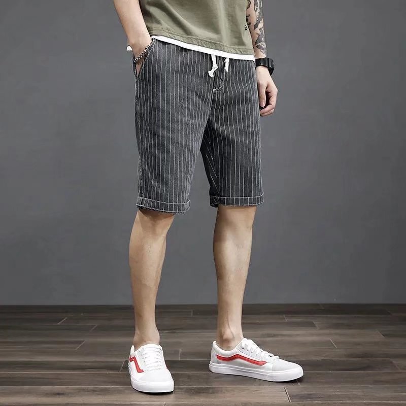 Denim shorts men's 2022 summer new fashion outro fashion fright breeches loose five-point pants Denim shorts men's 2022 summer new fashion outro fashion fright breeches loose five-point pants